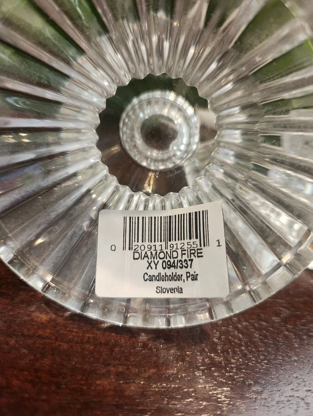 Vintage Mikasa Diamond Fire Crystal Taper Candle Holder Pair